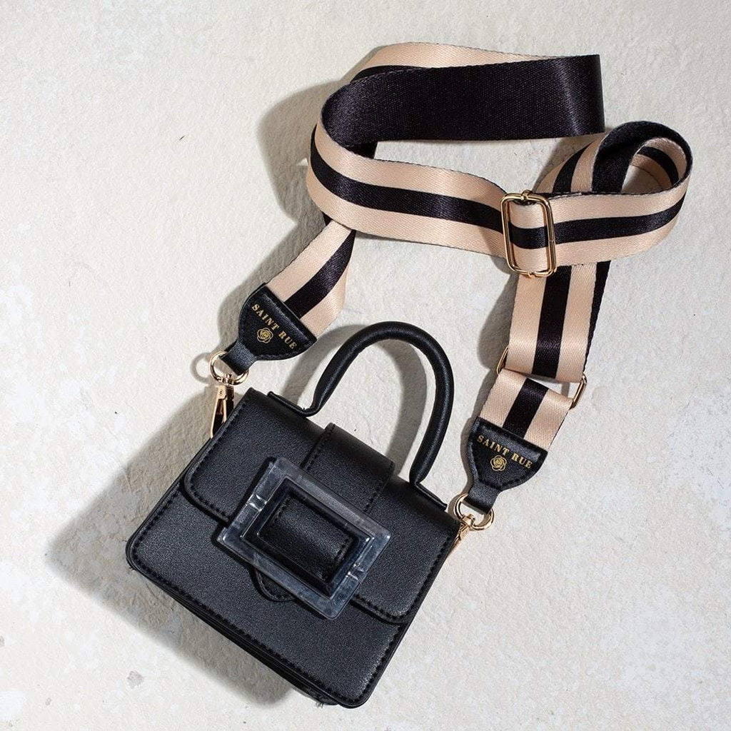 chic bag strap on black mini purse