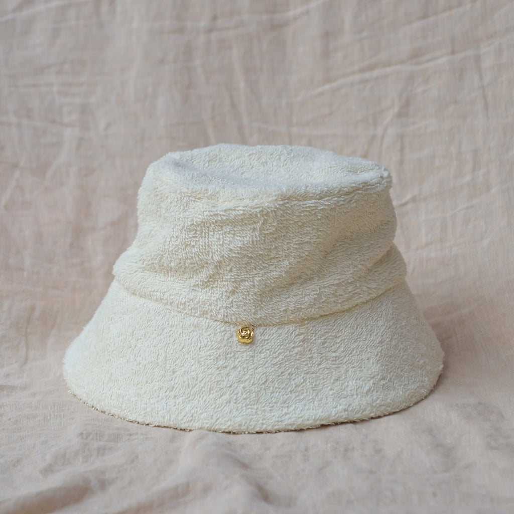 ivory terrycloth bucket hat
