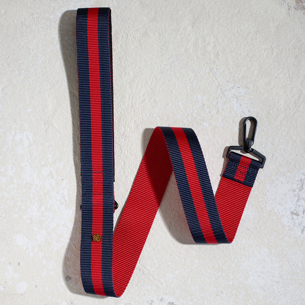short red navy dog leash with wider width