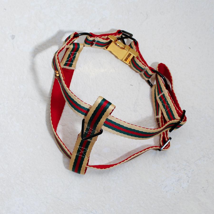 step in dog harness red green beige colors