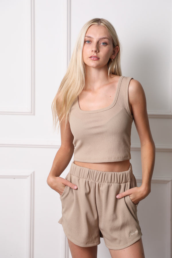 J'adore Waffle Cotton Tank + Shorts Set