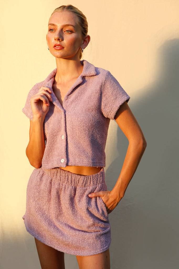 Violette Terry Cloth Top + Skirt Set