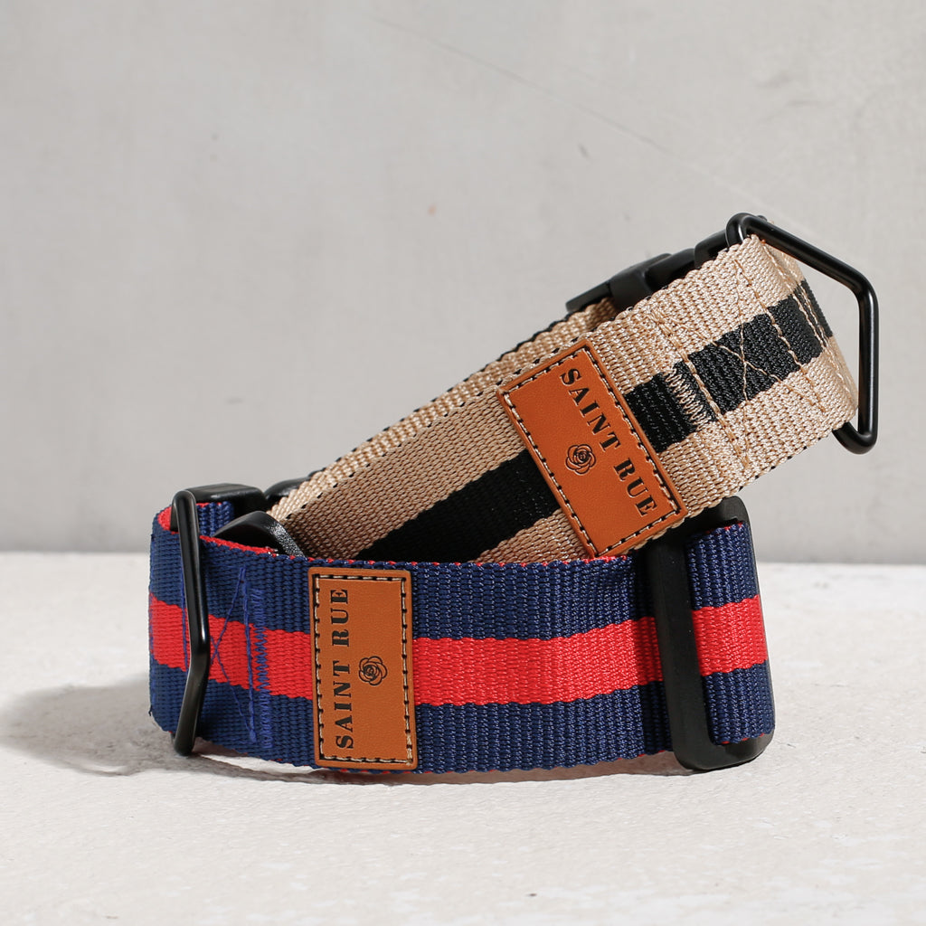 luxury dog collars wider width striped fabric
