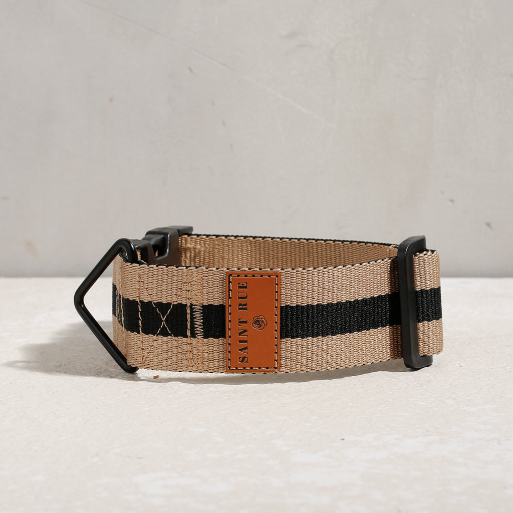tan black striped dog collar 