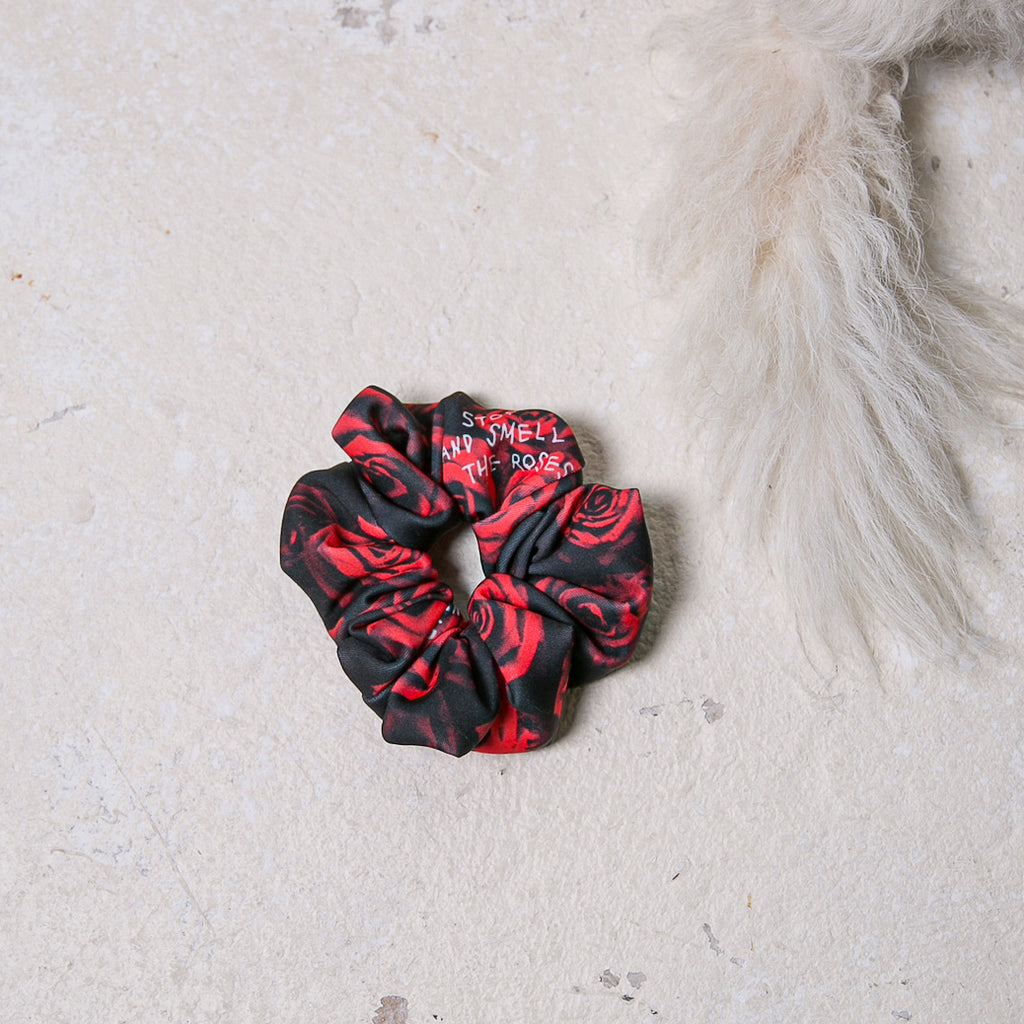 red rose hair scrunchie dog tail