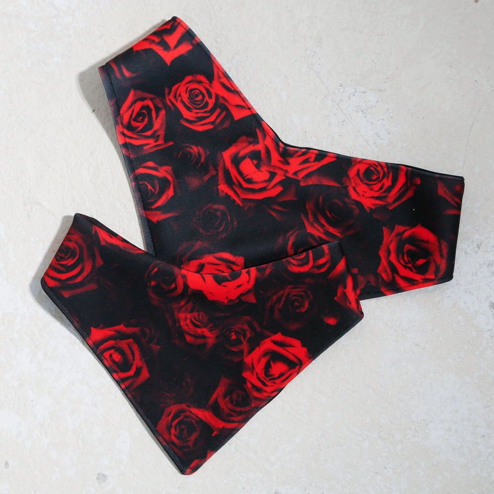 victory cut dog bandana red rose designs
