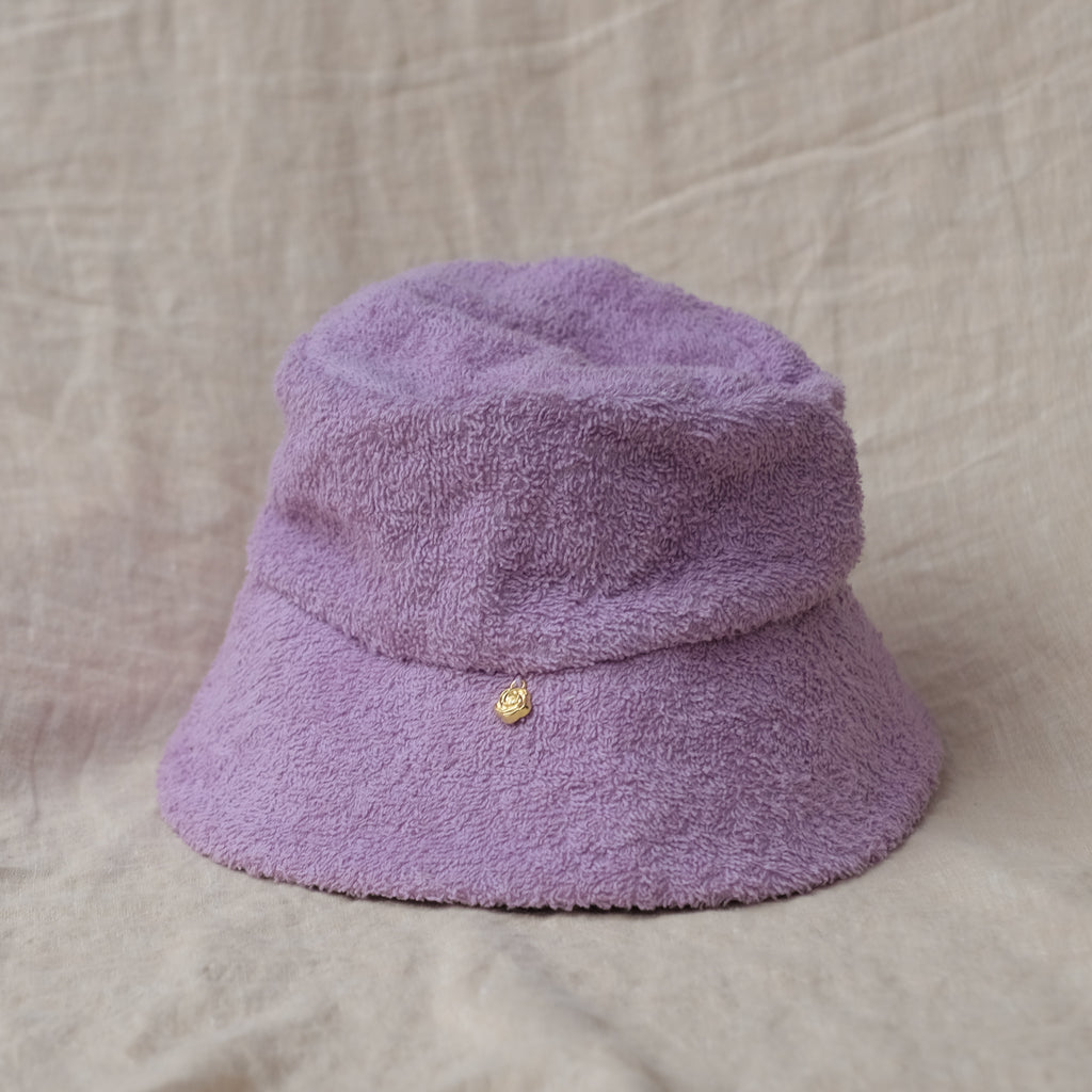 purple terry cloth bucket hat